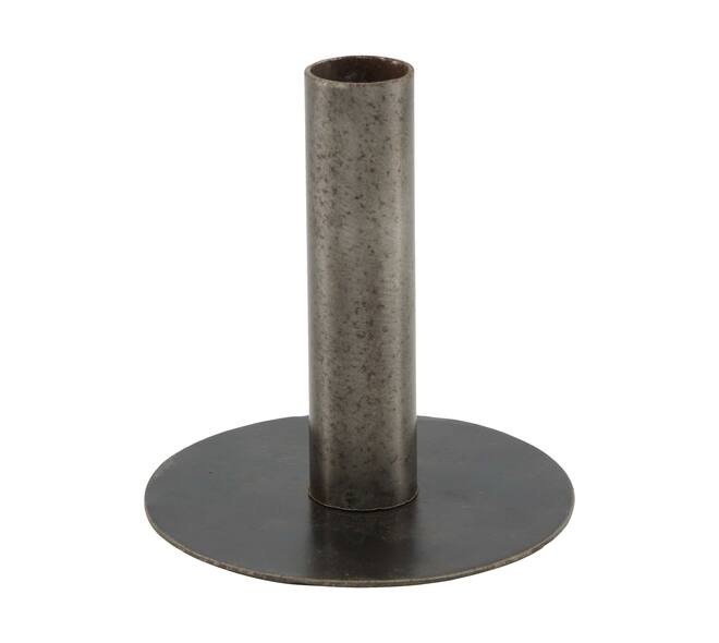 Dinnercandle holder round metal vintage 10x10x10cm - Black