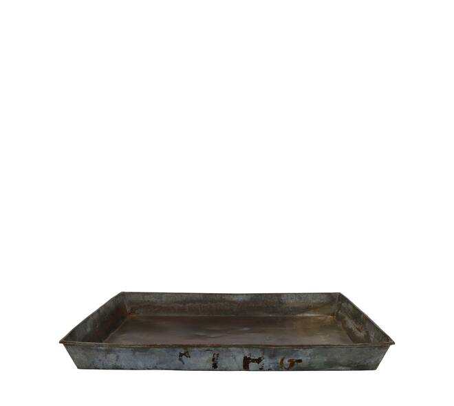 Tray rectangular metal with handle 53x40x5cm - Grey