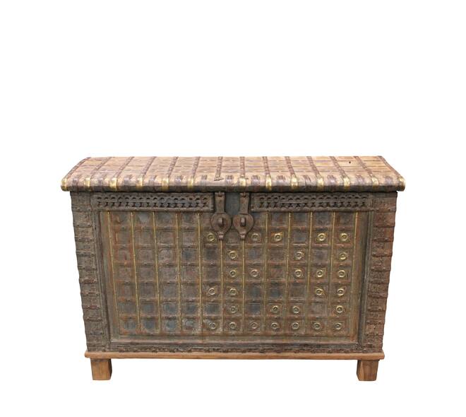Trunk rectangular historic wood vintage 129x42x90cm