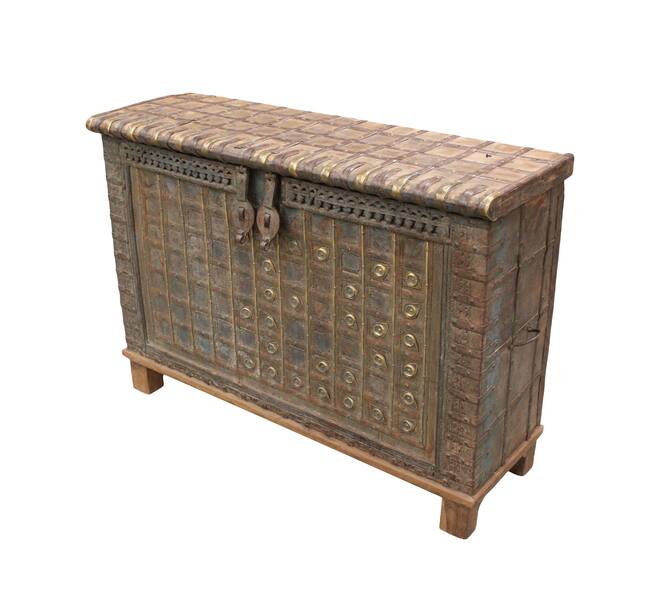 Trunk rectangular historic wood vintage 129x42x90cm