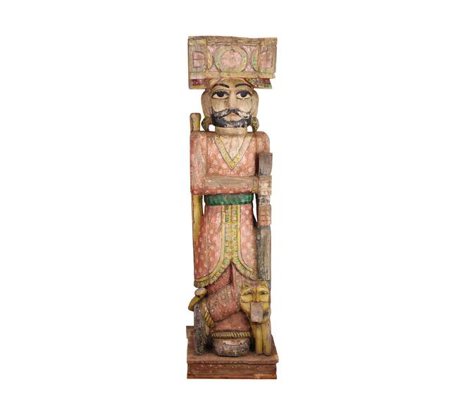 Statue rectangular watchman historic wood vintage 50x30x180cm