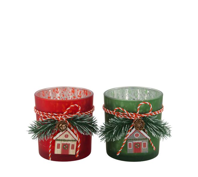 Tealight holder glass 7.3x7.3x8cm C/2