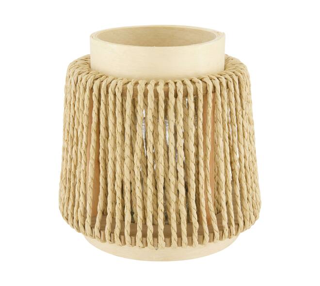 Lantern round paper rope with glass 18x18x18cm - Natural