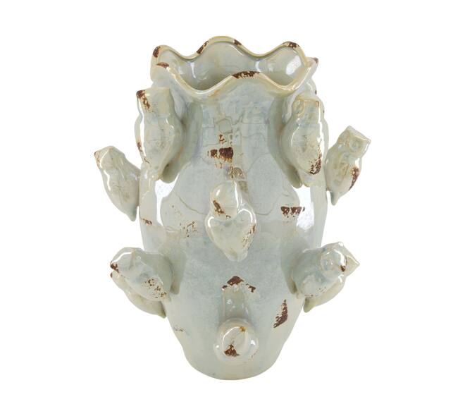 Vase with owl ceramic 31.5x31.5x39cm