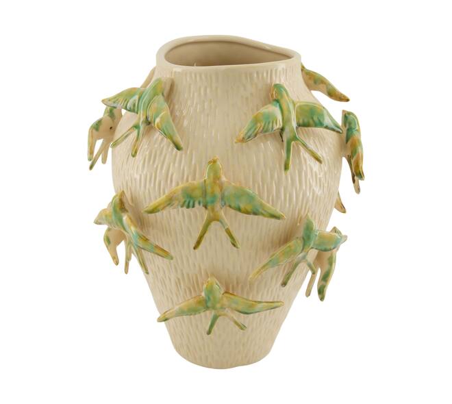 Vase with bird ceramic 26x26x31.5cm