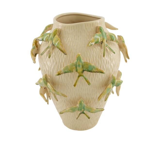 Vase with bird ceramic 26x26x31.5cm