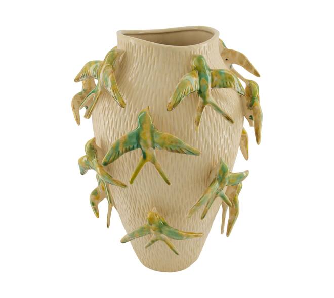 Vase with bird ceramic 29.5x29.5x42cm - Multi