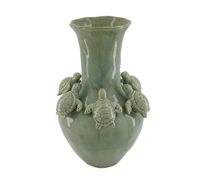 Vase with turtle ceramic 27.7x27.7x41cm