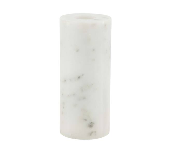 Dinnercandle holder round marble 5x5x12cm - White
