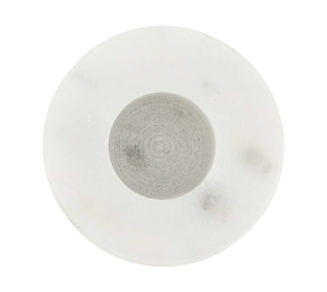Dinnercandle holder round marble 5x5x12cm - White