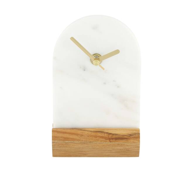 Clock arch marble 10x4x16cm - White
