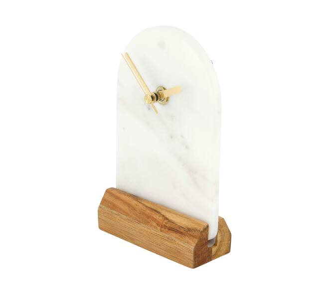 Clock arch marble 10x4x16cm - White