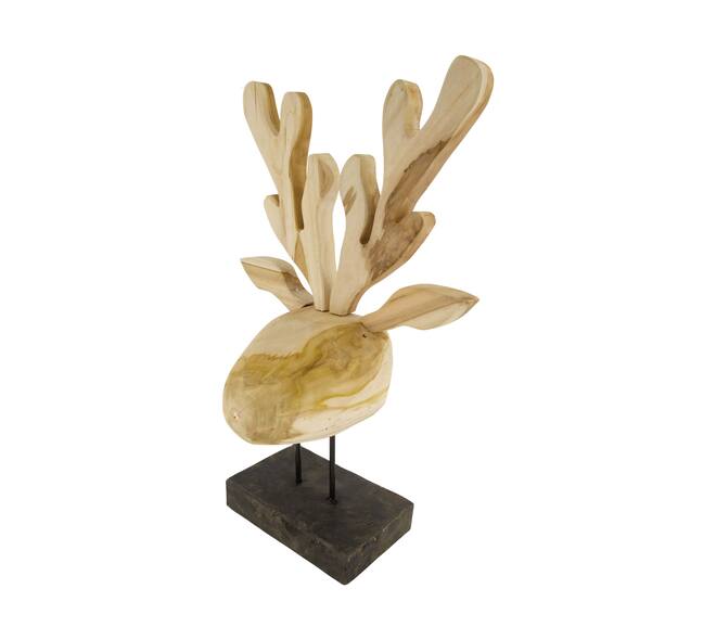 Statue reindeer teak wood 38x14x58cm KD