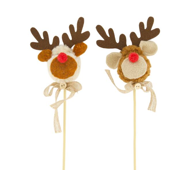 Reindeer fabric on stick 9x6x57cm C/2