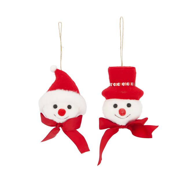Hanger snowman head fabric 9x9x15cm A/2