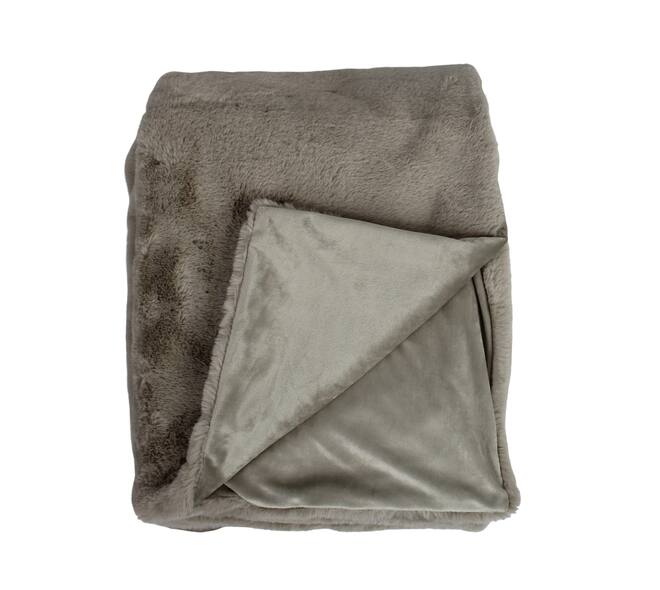 Plaid rectangular faux fur polyester 170x130x2cm - Grey