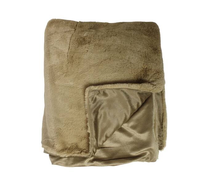 Plaid rectangular faux fur polyester 170x130x2cm - Cream