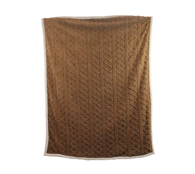 Plaid rectangular faux fur polyester 170x130x2cm - Brown