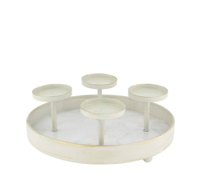 Pillar candle holder for 4 candles metal 28x28x11cm