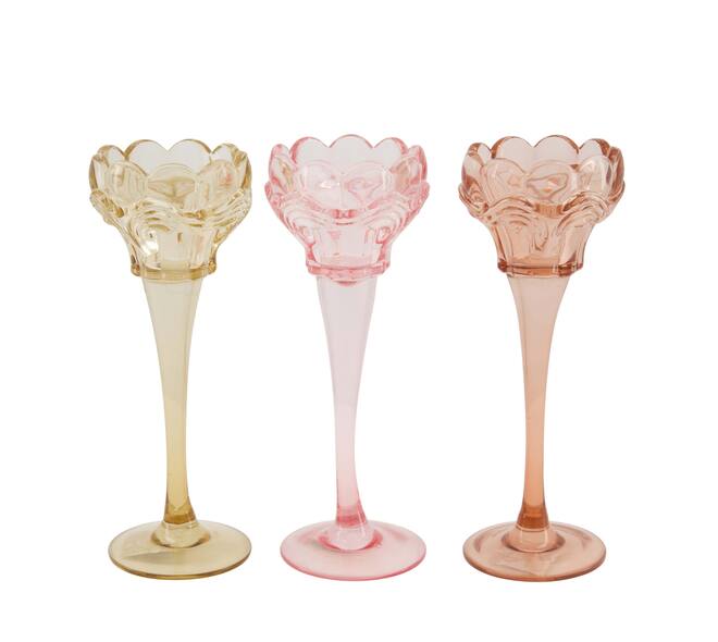 Tealight holder glass 7.8x7.8x20.5cm  - Pink