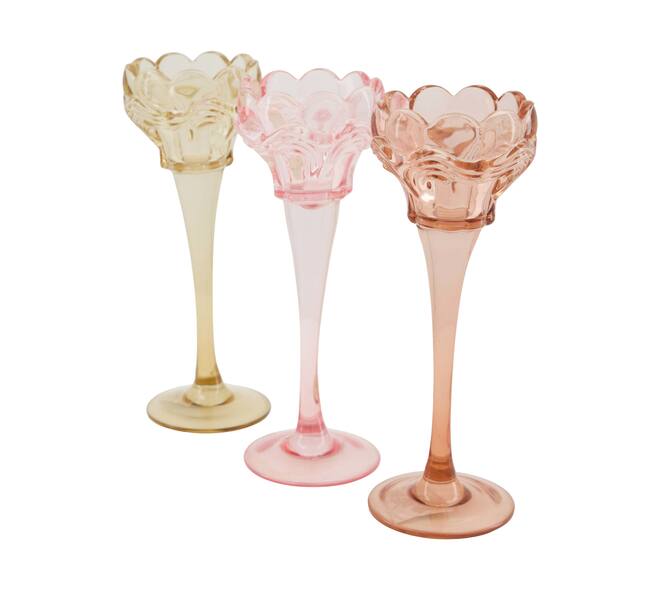 Tealight holder glass 7.8x7.8x20.5cm  - Pink
