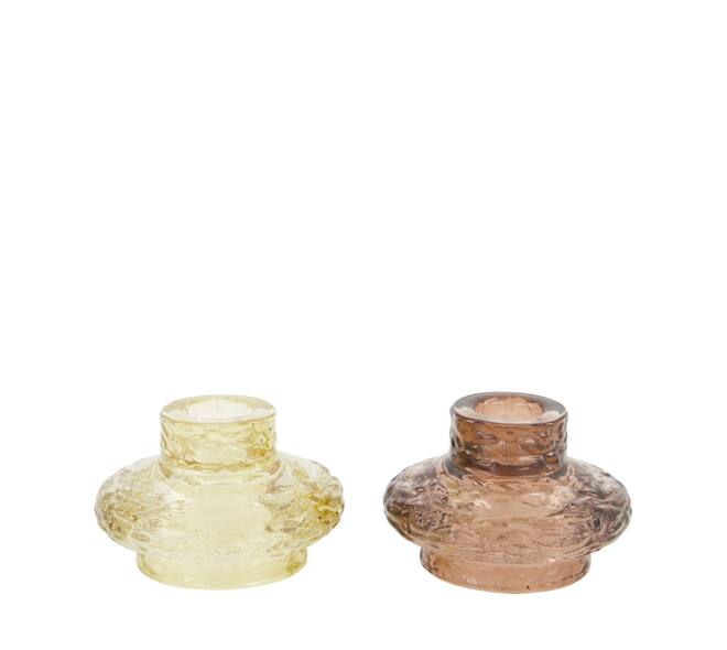 Dinnercandle holder glass 9x9x5.5cm C/2