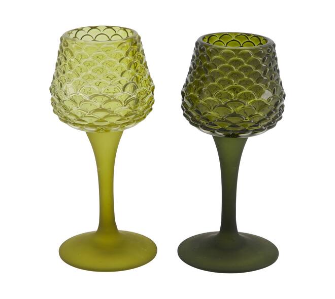 Tealight holder glass 7.5x7.5x16.5cm  - Green