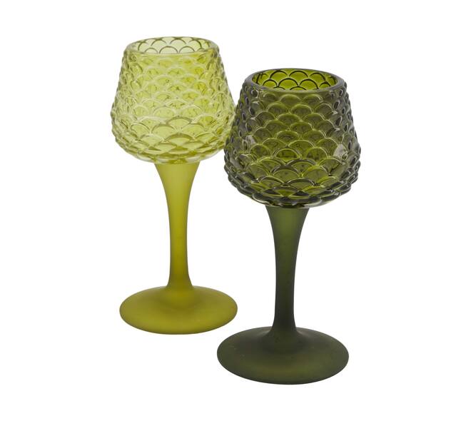 Tealight holder glass 7.5x7.5x16.5cm  - Green
