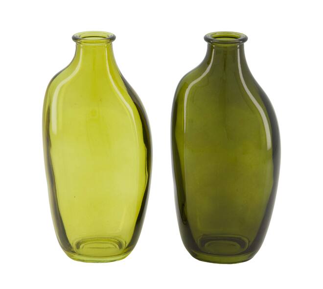Vase glass 7.5x5.5x15cm  - Green