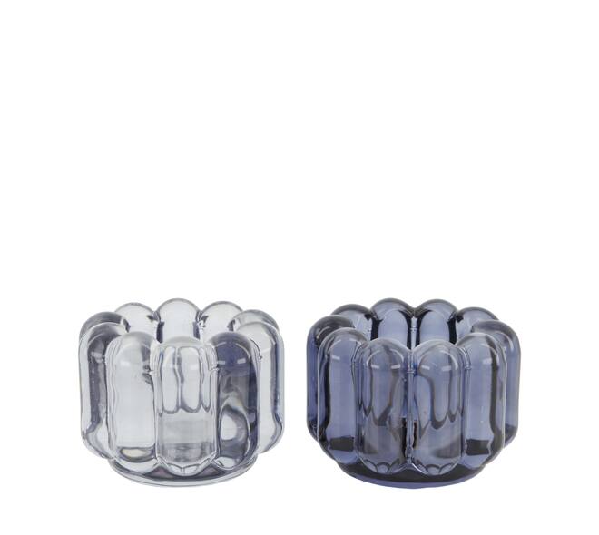 Tealight holder glass 8.5x8.5x6.5cm  - Blue