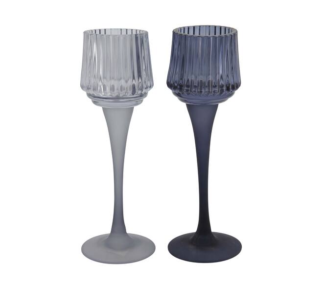 Tealight holder glass 7.5x7.5x22cm  - Blue