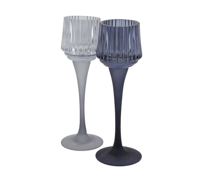 Tealight holder glass 7.5x7.5x22cm  - Blue