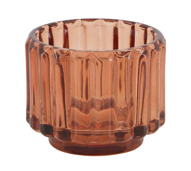 Tealight holder glass 8.5x8.5x6.5cm - Brown