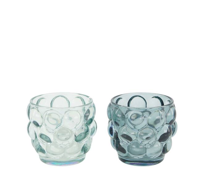 Tealight holder glass 8x8x7cm  - Blue