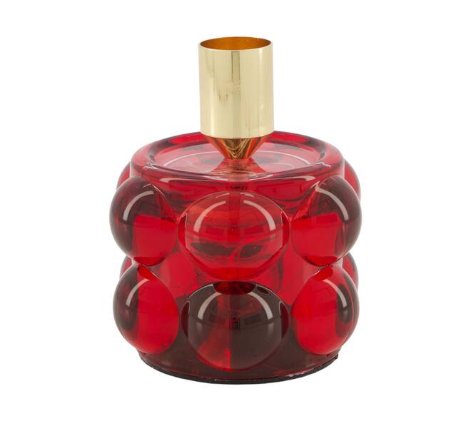 Dinnercandle holder with led glass 8.5x8.5x10.5cm