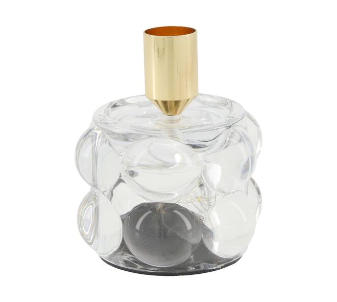 Dinnercandle holder with led glass 8.5x8.5x10.5cm - Transparent