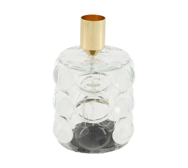 Dinnercandle holder with led glass 8.5x8.5x12.5cm - Transparent