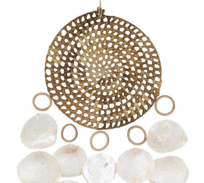 Hanger rattan and capiz 30x5x70cm - Natural