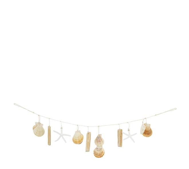Garland driftwood with shells 10x2x70cm - Natural