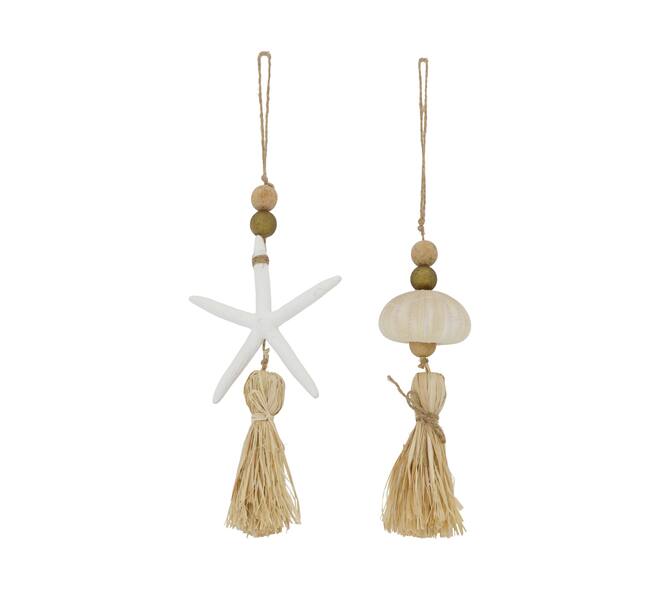 Hanger nature with shells 13x7x30cm - Natural
