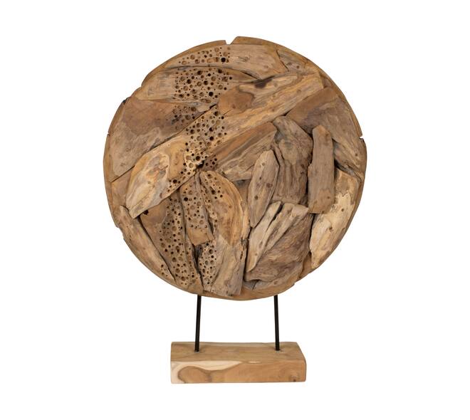 Statue round erosion wood on feet 58x14x76cm - Natural