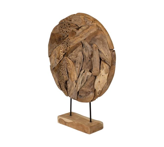 Statue round erosion wood on feet 58x14x76cm - Natural
