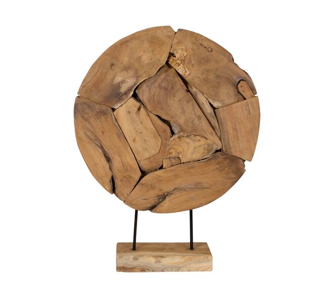 Statue round erosion wood on feet 58x14x76cm - Natural