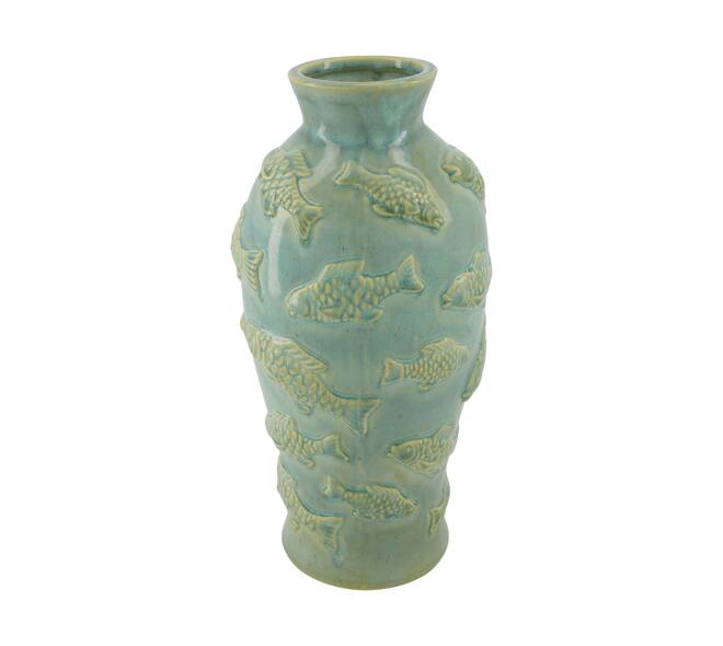 Vase fish ceramic 17.5x17.5x35cm