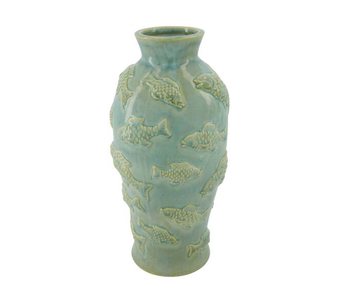 Vase fish ceramic 17.5x17.5x35cm
