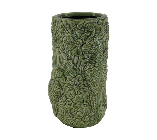 Vase parrot ceramic 15.5x15.5x28cm - Green