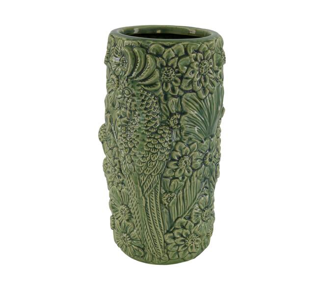 Vase parrot ceramic 15.5x15.5x28cm - Green