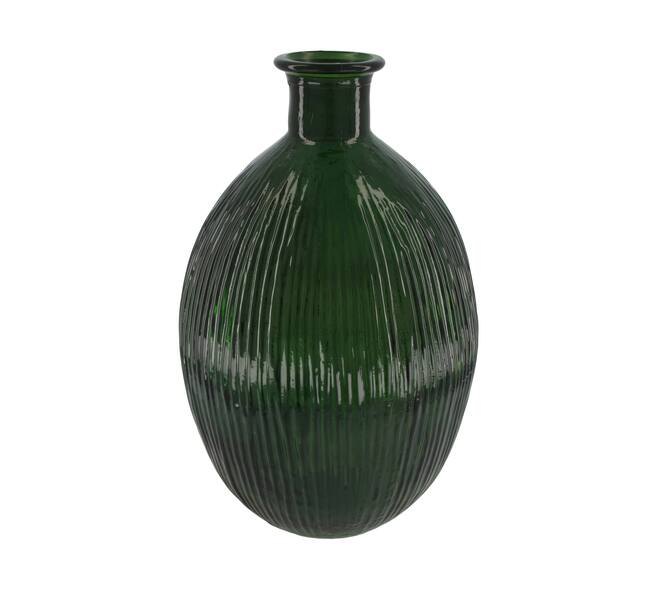 Bottle round recycled glass 25x25x40cm - Green