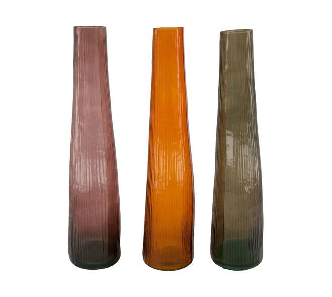 Bottle round recycled glass 9x9x40cm - Multi