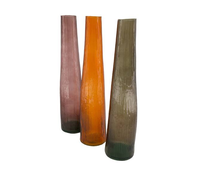 Bottle round recycled glass 9x9x40cm - Multi